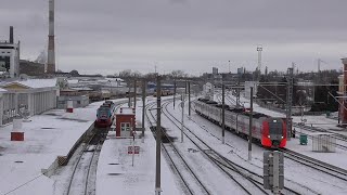 Городской мост, в городе первый снег, город Орёл, железнодорожный вокзал