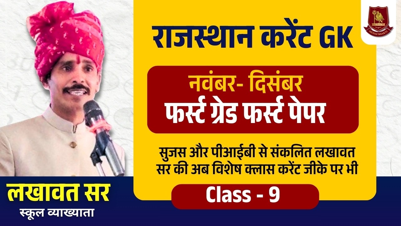 RPSC First Grade Current Affairs | Compiled from Sujas & PIB | Class 9 by Lakhawat Sir
