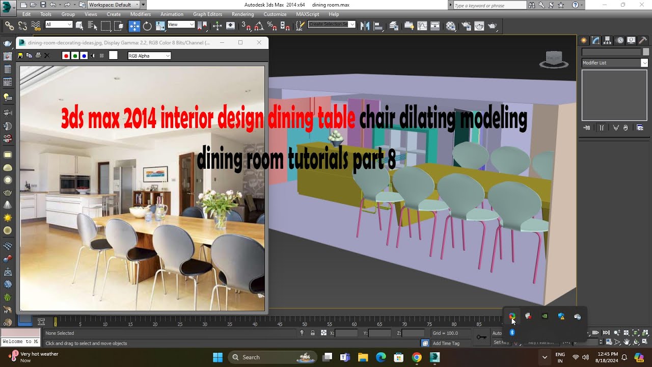 3ds max 2014 interior design dining table chair dilating modeling ...