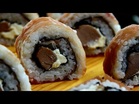 🍣 🎌 Попробуйте эти уникальные суши в обертке с прошутто с мясом и сливочным сыром 🍣 🎌