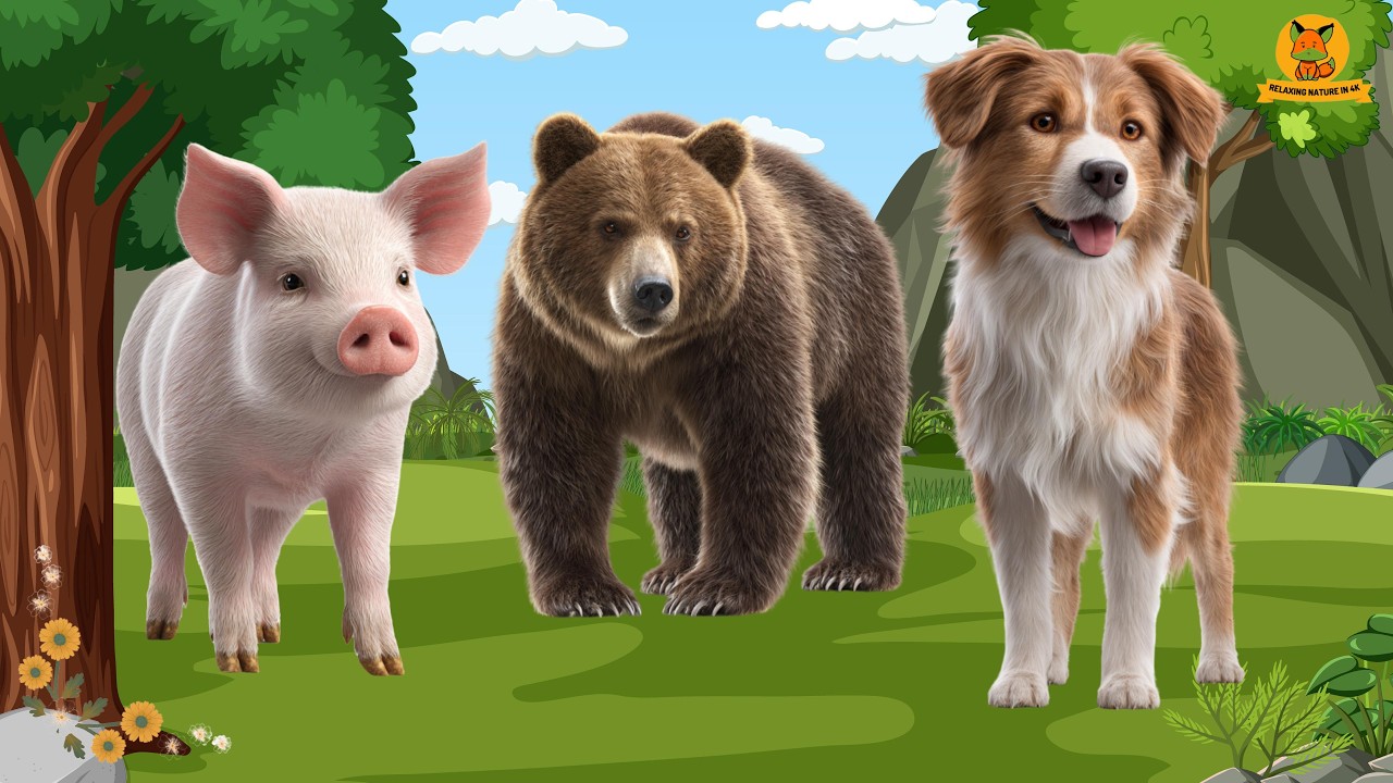 Collection of cute animal sounds: Pig, Dog, Bear, Kangaroo, Cheetah - Cute Animal Moments