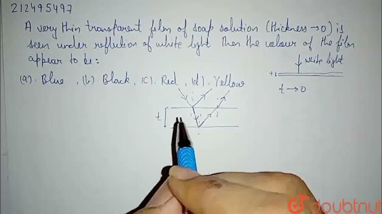 A very thin transparent film of soap solution (thickness to 0) is seen  under reflection of white 