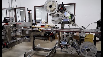 Top, Bottom, 3-Panel Labeling on Square Tapered Food Containers  - EconoLine Labeling System