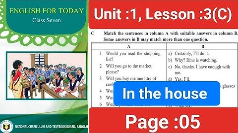 English new book class 7,2025, unit 1, Lesson 3(C), Page : 5(Match the sentence),৭ম শ্রেণির ইংরেজি ৫