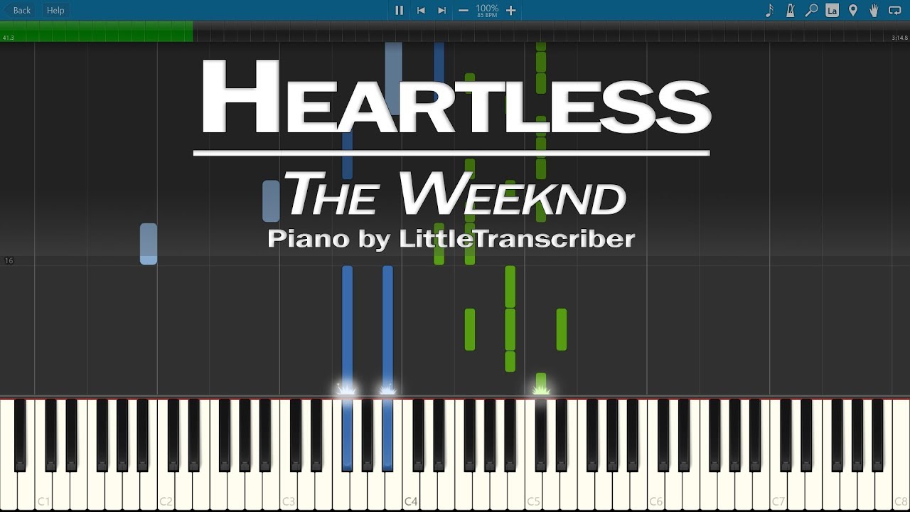 The Weeknd - Heartless (Piano Cover) Synthesia Tutorial by LittleTranscriber