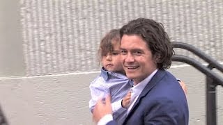 ORLANDO BLOOM brings his handsome son FLYNN to Hollywood Walk of Fame induction