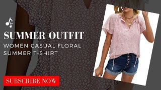 Summer Outfit, Women Casual Floral Summer T-Shirts, Summer Top #summeroutfits #summer #summervibes