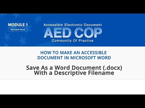 AED CoP: Microsoft Word - Save as DOCX