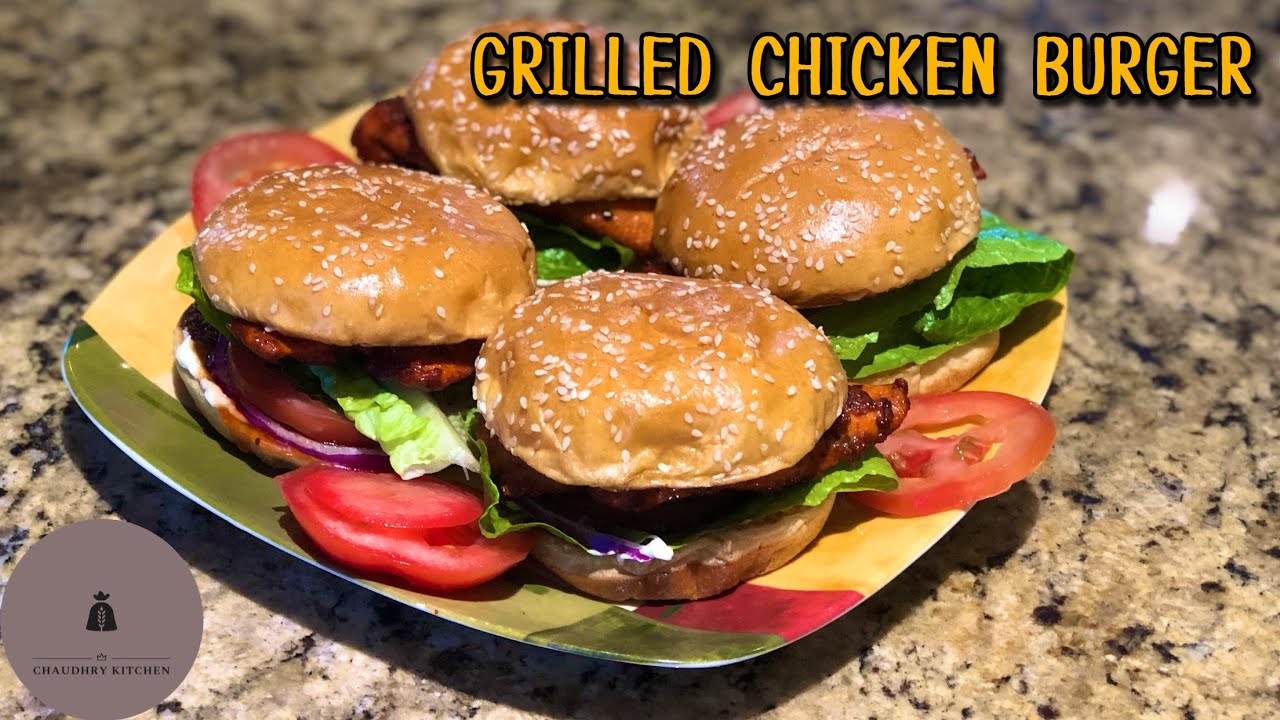SIMPLE AND EASY HOMEMADE GRILLED CHICKEN BURGER IFTAR RECIPE YouTube