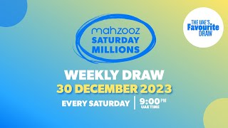 Mahzooz Saturday Millions Live Draw - 30 December 2023