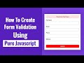 How To Create Javascript Form Validation | Form Validation In Javascript Hindi | Developer Duniya