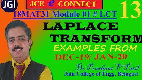 Laplace Transform Examples from Dec19/Jan20 Exam of VTU | Dr Prashant Patil | 18MAT31| Module01