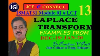 Laplace Transform Examples from Dec19/Jan20 Exam of VTU | Dr Prashant Patil | 18MAT31| Module01