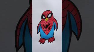 How to draw penguin spider man  #spiderman #drawing #art #howtodraw #spiderman4 #shorts #coloring