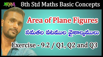Area of Plane Figures | Exercise - 9.2 | Q1, Q2, Q3 | 8th Class Maths | Chapter - 9 | Nivas Info
