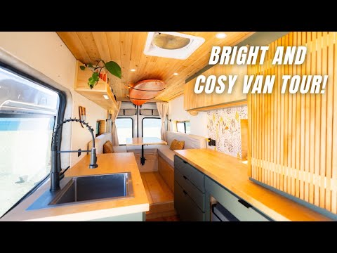 Ford Transit Vanlife Tour On A Budget: Huge Fridge, Convertible Bed & More!