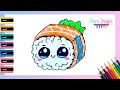Cómo dibujar un SUSHI kawaii - dibujos fáciles Paso a paso