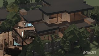 Modern Jungle House INTERIOR | Bloxburg Speedbuild | Grxceea