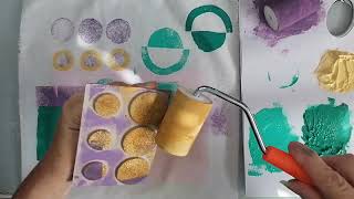 Colour cube playtime - using my hand made stamps to add acrylic paint onto fabric