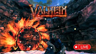 We fight wolves in the MOUNTAINS and start BUILDING with STONE | Valheim LIVE