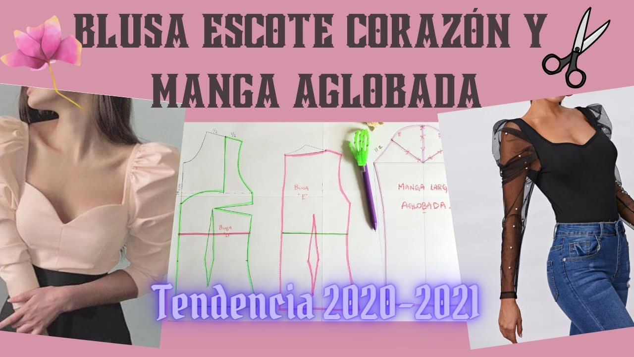 💝BLUSA CORAZÓN Y MANGA LARGA AGLOBADA🌹Transformación y patrón🌸