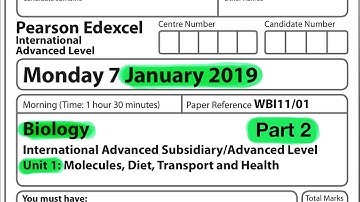 Pearson Edexcel International A level biology unit 1 Janauary 2019. Part 2 of 2