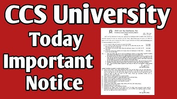 CCS University Meerut news || Today CCS University latest news || CCS University notice