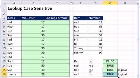 Excel 2010 Magic Trick 815: Case Sensitive Lookup using EXACT and LOOKUP functions