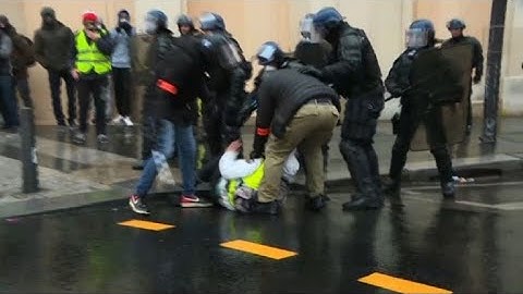 "Yellow vests": Arrests, water cannons on the Champs-Elysees