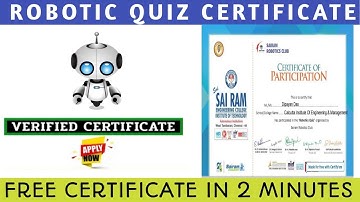 Robotics Quiz Certificate | Polytechnic Quiz | Free Certificate In 2 Minutes | Online Certificate
