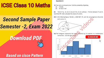 ICSE Class 10 Maths | Sample paper second | Semester 2 | Exam 2022 | Download PDF |
