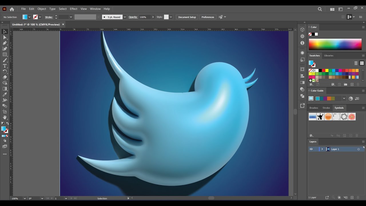 Create a Unique Twitter Style 3D Logo | Adobe Illustrator Inflate ...
