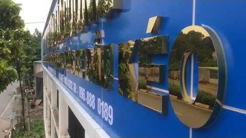 Thi công bảng hiệu alu gắn chữ inox vàng 304 Phần 2