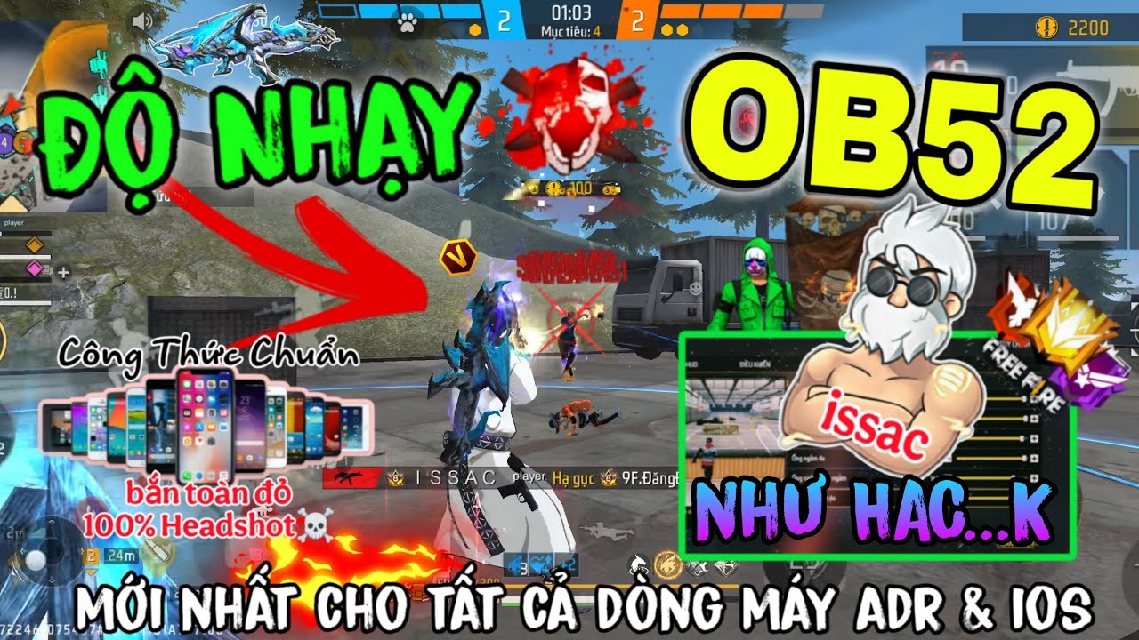 Free Fire || Độ Nhạy OB52 Vuốt Tâm Oppo, Vivo, Redmi, Iphone,Samsung...Leo Rank Đầu Mùa 99% Headshot