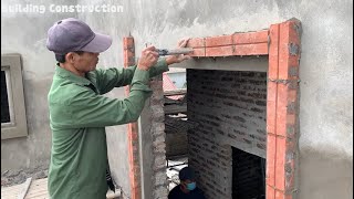 Construction Techniques To Decorate Concrete Window Frames With Bricks And Cement Precisely
