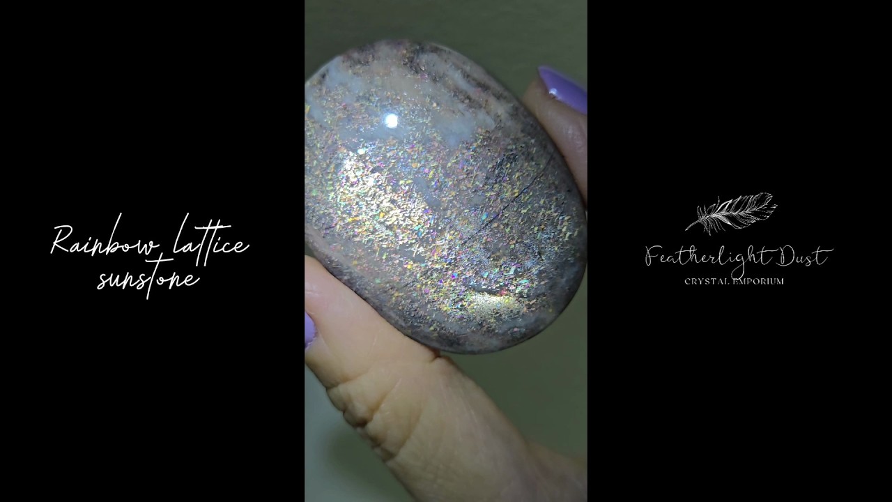 Rainbow lattice black sunstone palm stone - SM601