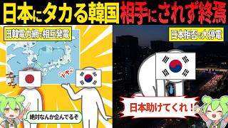 日本に電力をタカろうとした韓国、目論見がバレて電力インフラが崩壊危機に！？日本に助けを求めるも無視され完全終了【ずんだもん・ゆっくり解説】