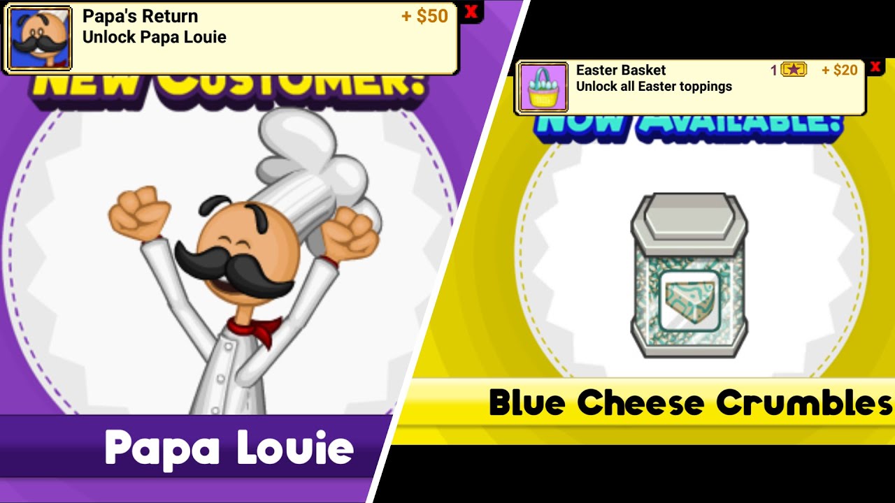 Papa's Hot Doggeria To Go!: Unlocking Papa Louie (Rank 65, Easter) Blue  Cheese Crumbles 2017 