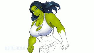 She-Hulk Anime Digital Art - Easy - Step By Step - #digitalart