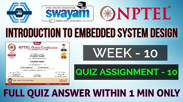Introduction to Embedded System Design - NPTEL || WEEK 10 QUIZ ASSIGNMENT SOLUTION ||