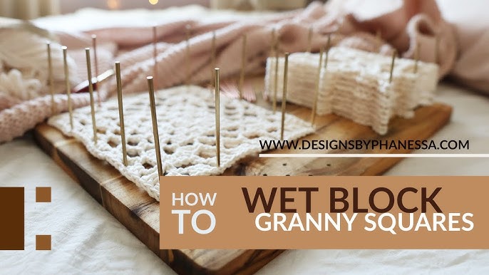 DIY Crochet Blocking Board Tutorial x Block Granny Squares x Wooden Blocking  Board for Crochet 