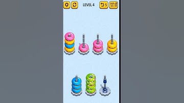 Playing Donut 🍩 Hoop Stack 3D Color Sort 🥰 Level 4 #short2023 #bytegames💙 #donut DHSCS 0004