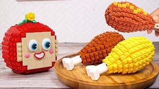 Lego Mukbang Giant Fried Chicken With Cocoapple IRL | Stop Motion Cooking ASMR Animation