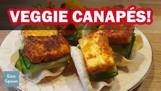 Easy vegetarian canapés | Veggie appetizers | Tikka paneer | Watermelon gazpacho | Waldorf bites