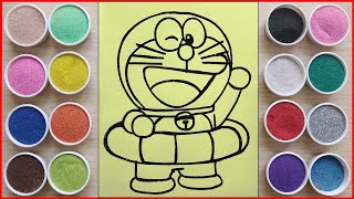 Doraemon Go To The Beach Colored Sand Painting Coloring With Sand Satisfying chim Xinh Channel