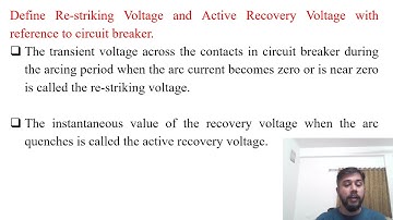 SGP Video short on define Re-striking Voltage and Active Recovery Voltage of CB in English