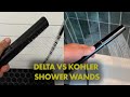 Delta trinsic vs kohler shift shower wands compared
