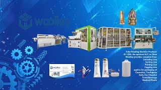 Woolley Tube Machine line from Extruding to 8-6 Color Offset Printing to Heading to Capping