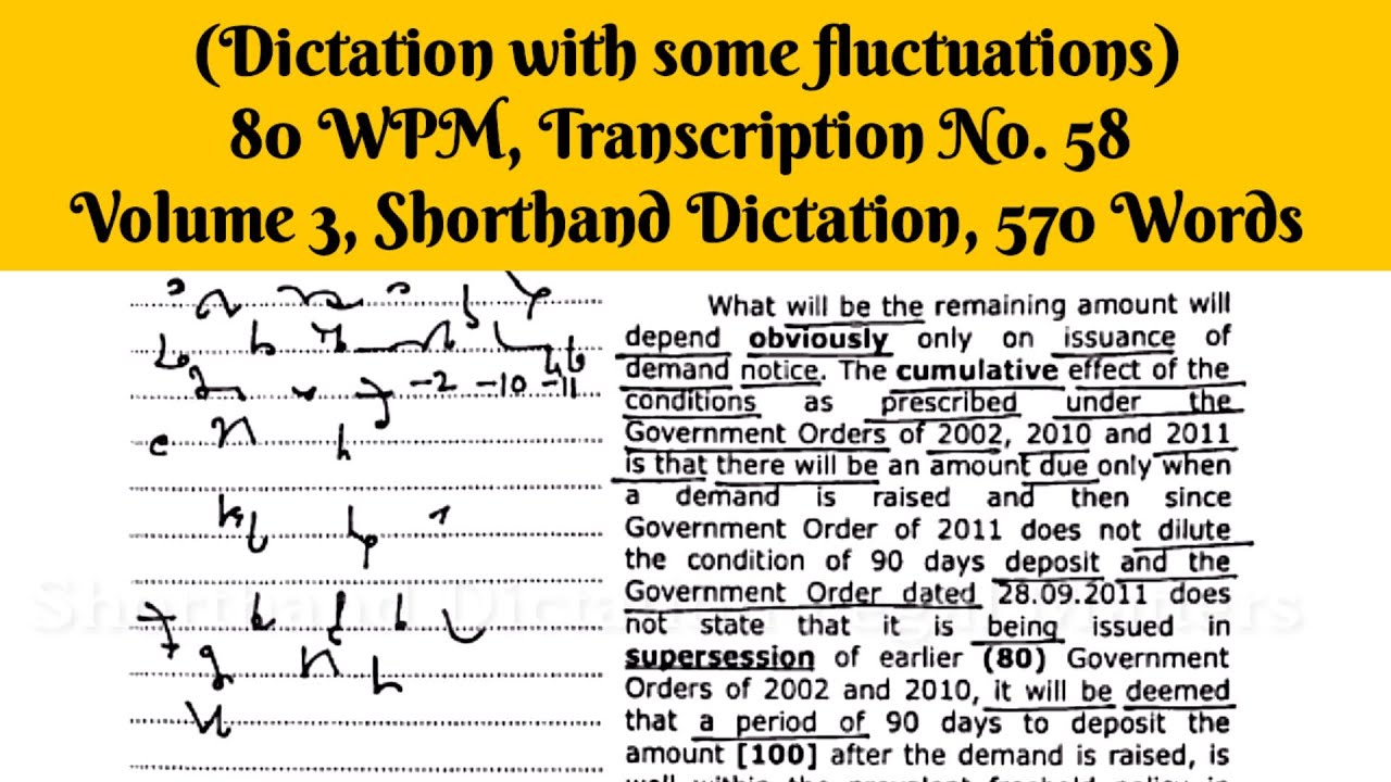 80 WPM, Transcription No  58, Volume 3,English Shorthand Dictation, 575 Words