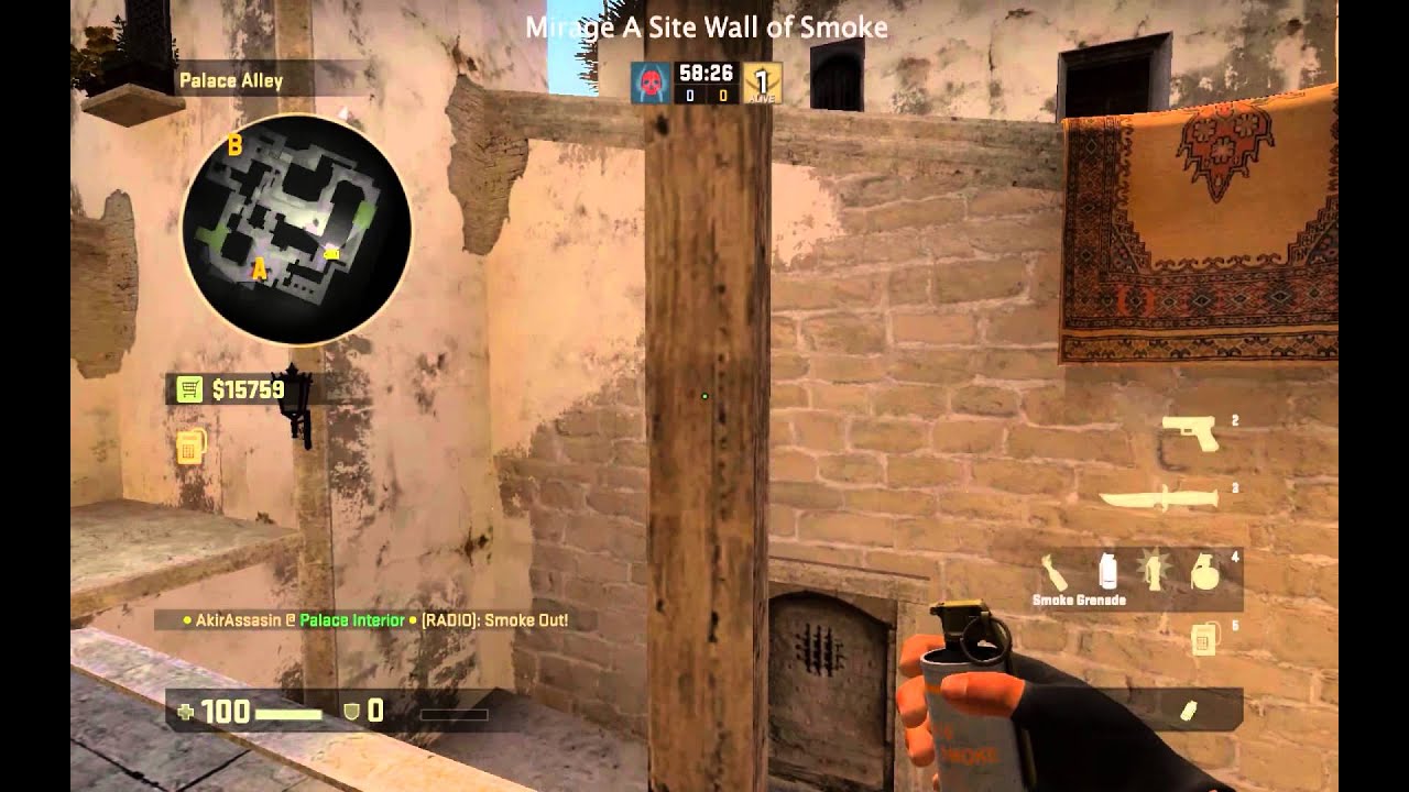 CS:GO Wall of Smoke #1 - Mirage A Site - YouTube